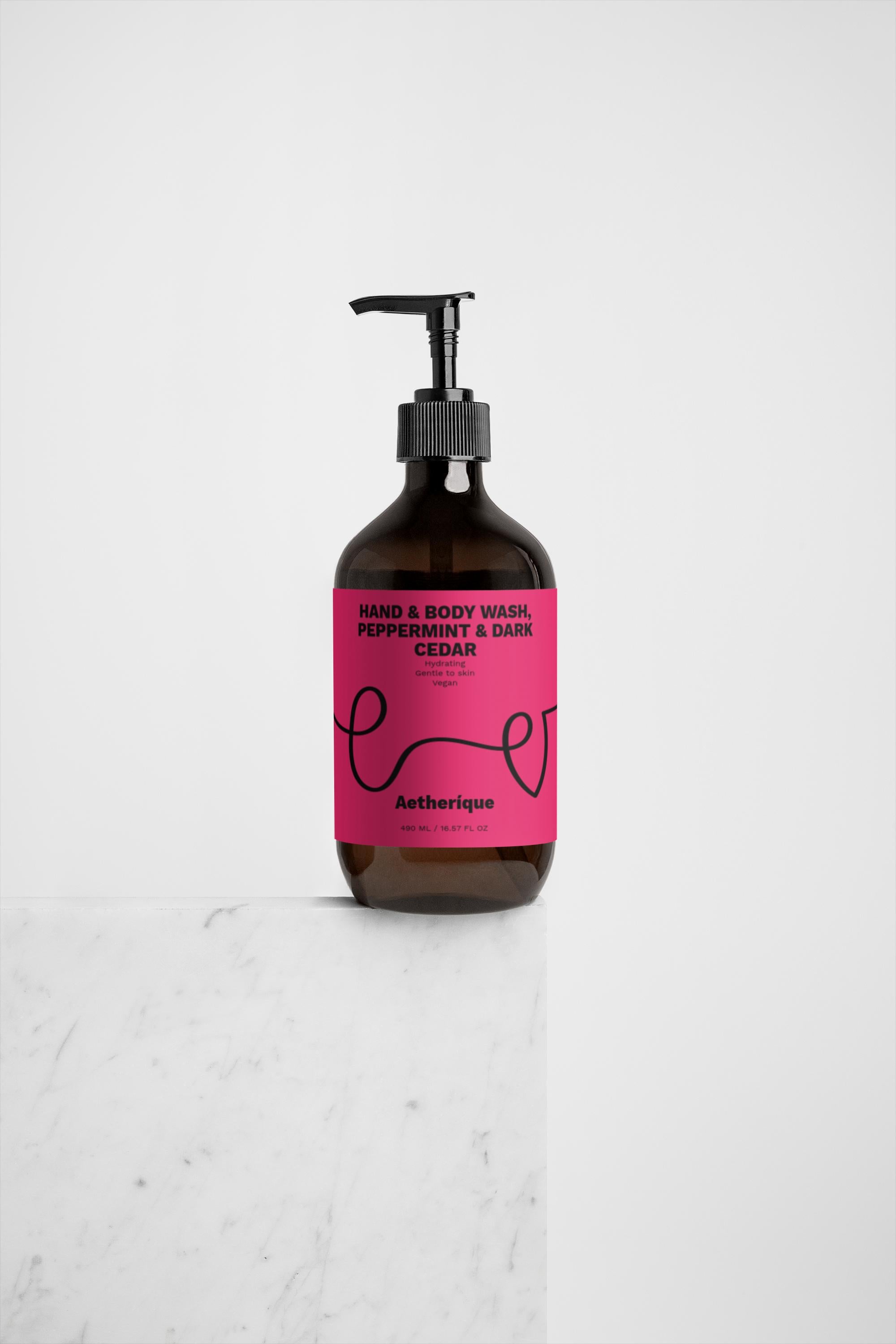 Hand & Body Wash, Peppermint & Dark Cedar